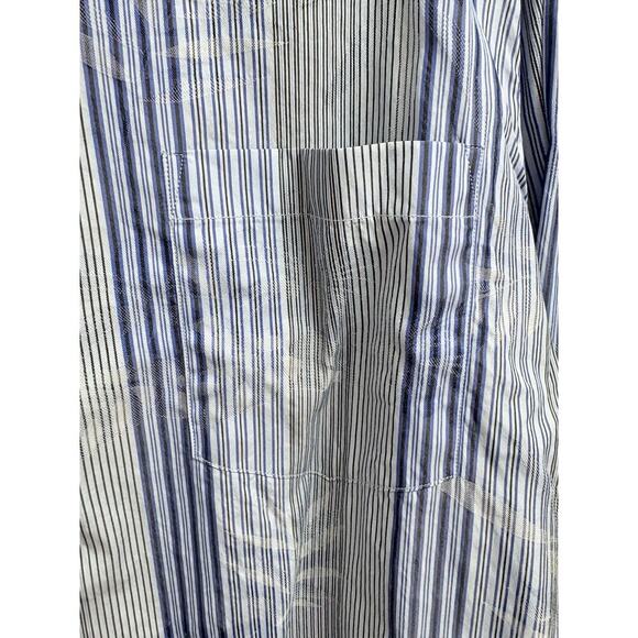 Tommy Bahama Men's Silk Blend Shirt L Blue Stripe Palm Leaf Print Button Front - Picture 5 of 7